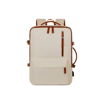 Yalu Oxford Backpack Unisex Ecru/Gray Black/Pink