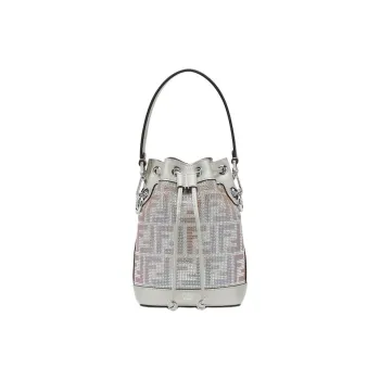 FENDI Calfskin Bucket Bag Handbag Mini Women's White