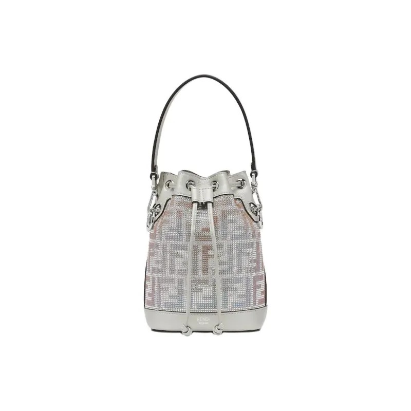 FENDI Calfskin Bucket Bag Handbag Mini Women's White-0