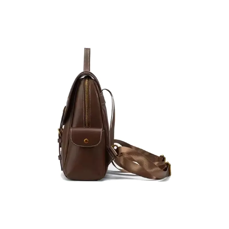 BUHOWE Polyurethane Bonded Synthetic Leather Backpack Women's Brown-3