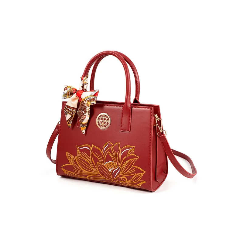 Vigno Synthetic Leather Shoulder Bag Crossbody Bag Handbag Medium Size Women's Red-31