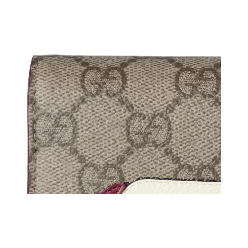 GUCCI Coated Fabric Wallet Mini Women's Beige & Dark Brown-6