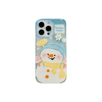 Wei Xin Acrylic Material Double Layer Snowman Phone Cases Compatible With IPhone 16/15 Pro Max/Apple 13/14 Pro/Max