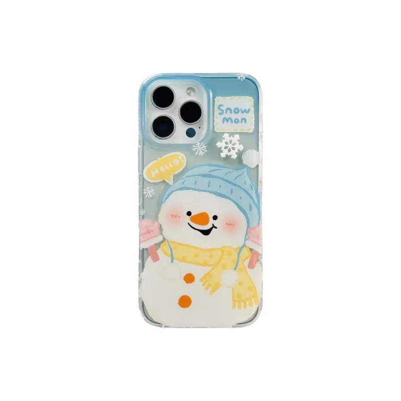 Wei Xin Acrylic Material Double Layer Snowman Phone Cases Compatible With IPhone 16/15 Pro Max/Apple 13/14 Pro/Max-0