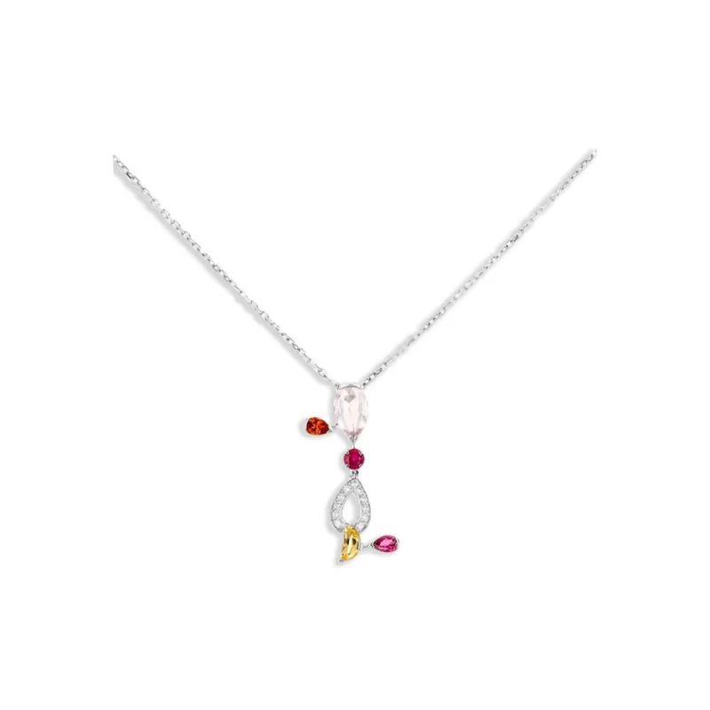 Cartier 18K White Gold Meli Melo Multi-stone Pendant Neckalce-1