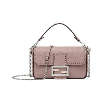 FENDI Baguette Calfskin Shoulder Bag, Crossbody Bag, Handbag Mini Women's Pink Purple