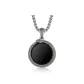 Snake and Black Agate Pendant with Silver Chain