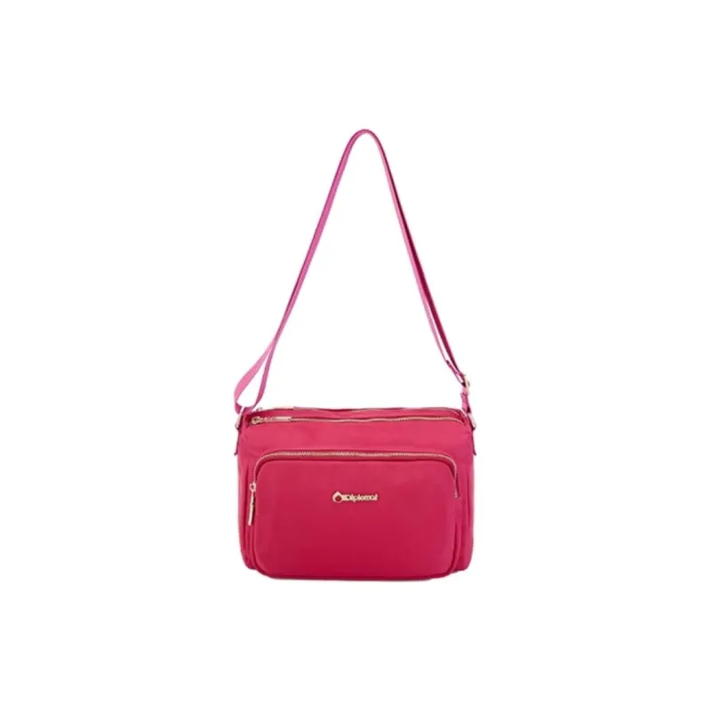Diplomat Fabric Shoulder Bag Small Size Unisex Pink/Dark Blue-4