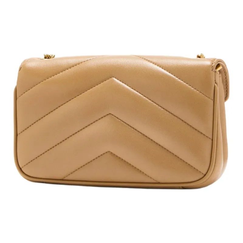 SAINT LAURENT Leather Shoulder Bag Mini Women's Beige-1