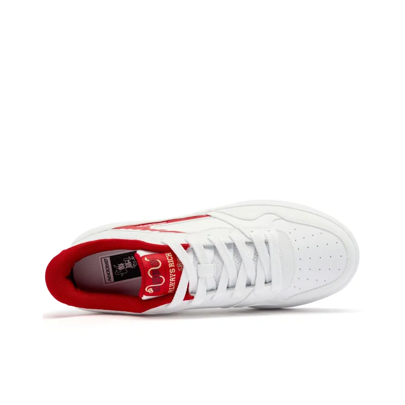 QIAODAN Height Increasing Wear Resistant Breathable Slip Resistant Low Top Skateboard Shoes Men's White Red-3
