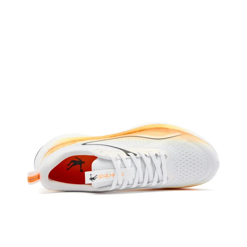 QIAODAN Cushioned Slip Resistant Abrasion Resistant Low Top Casual Running Shoes Men's White Orange Black-3