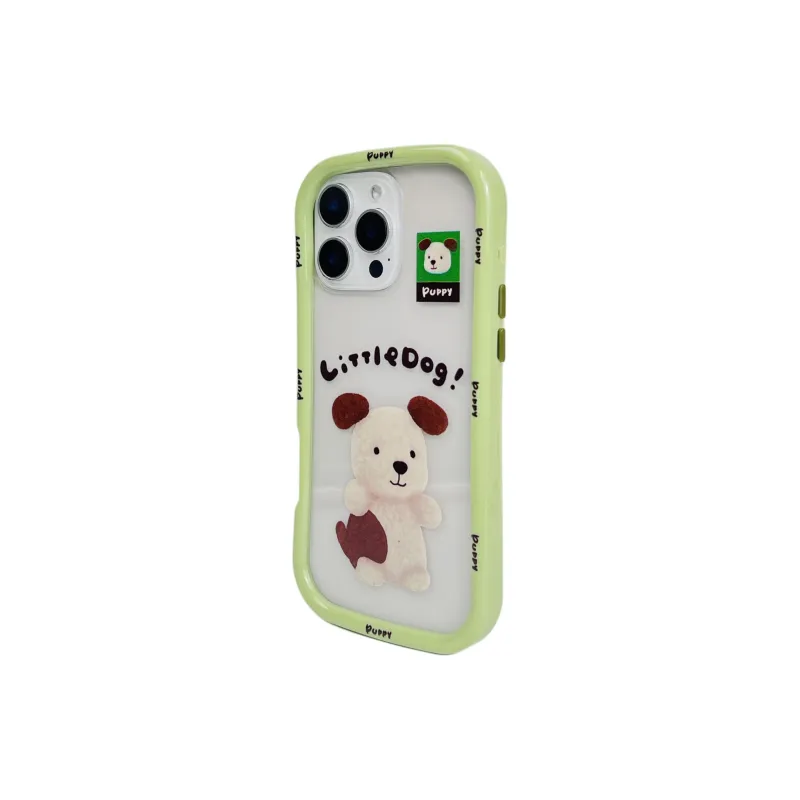 Wei Xin TPU Material Green Edged English Puppy Phone Cases Compatible With IPhone 16/15 Pro Max/Apple 13/14 Pro/Max-2