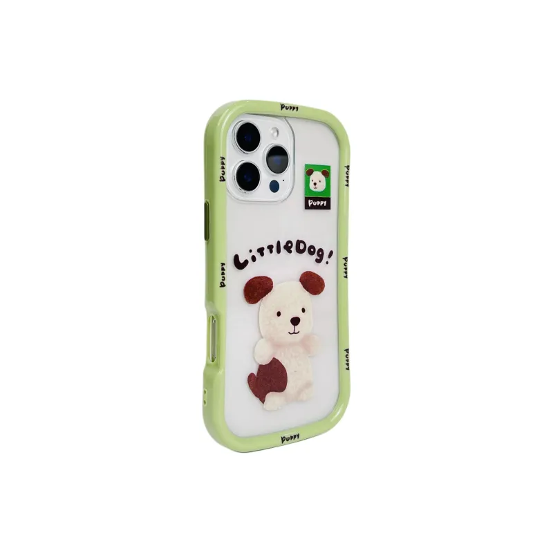 Wei Xin TPU Material Green Edged English Puppy Phone Cases Compatible With IPhone 16/15 Pro Max/Apple 13/14 Pro/Max-1