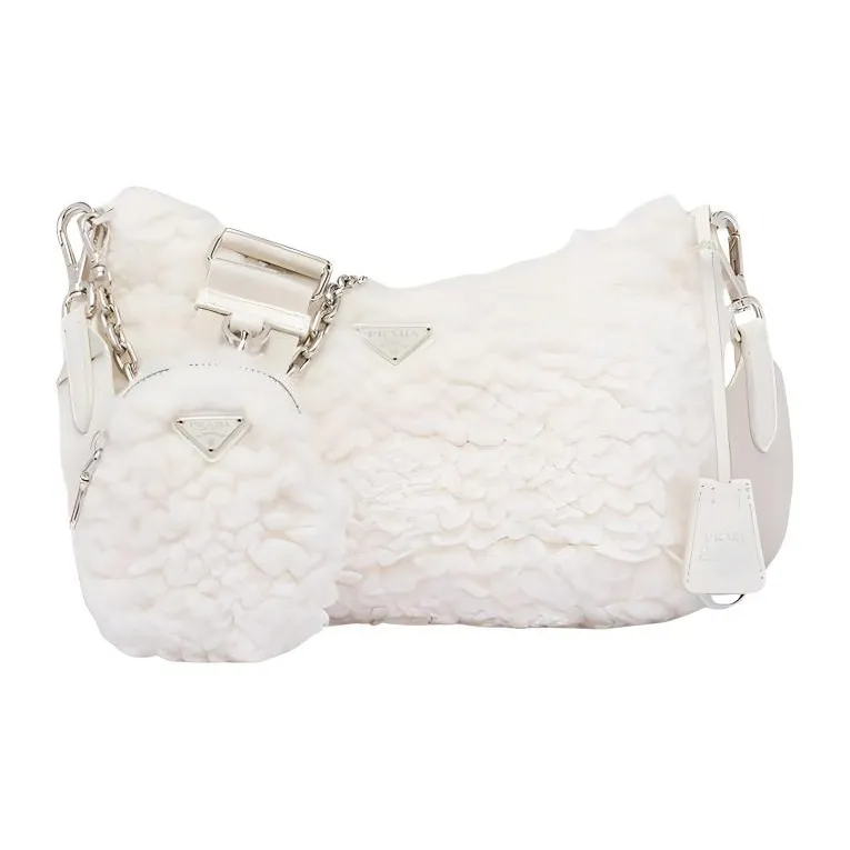 PRADA Re Edition 2005 Bag Wool And Cashmere Bag Mini Natural-0