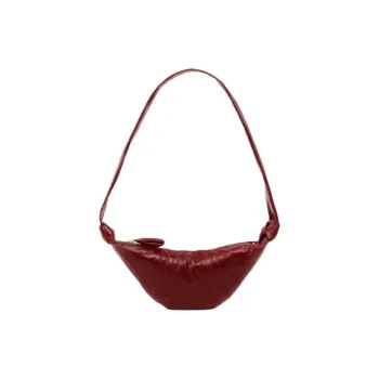 Lemaire Croissant Series Coated Cotton Goat Horn Bag Slogan Bag Handbag Shoulder Bag Small Size Women's Brick Red