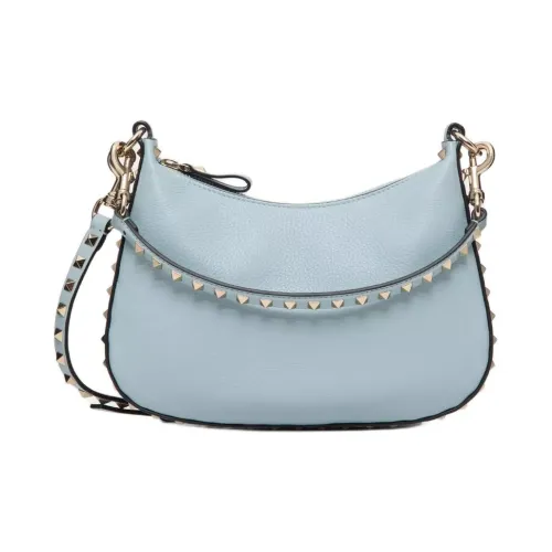 Valentino ROCKSTUD Grain Calfskin One Shoulder Handbag Trumpets Women's Porcelain Blue