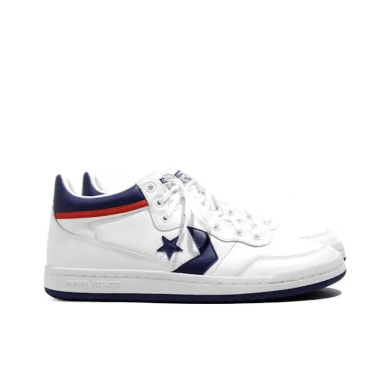 Converse Fastbreak Anti-Slip Wear-Resistant Mid-Top Skateboard Shoes Unisex White-2