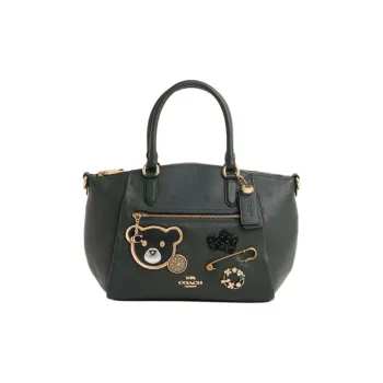 COACH Elise Leather Shoulder Bag Crossbody Bag Handbag Medium Size Women's Gold & Amazon Green