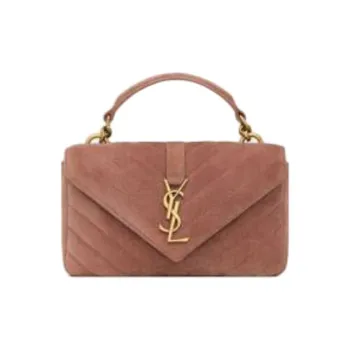 SAINT LAURENT College Calfskin Crossbody Handbag Mini Women's Light Pink