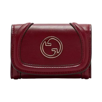 GUCCI Blondie Calfskin Card Holder Women's Red
