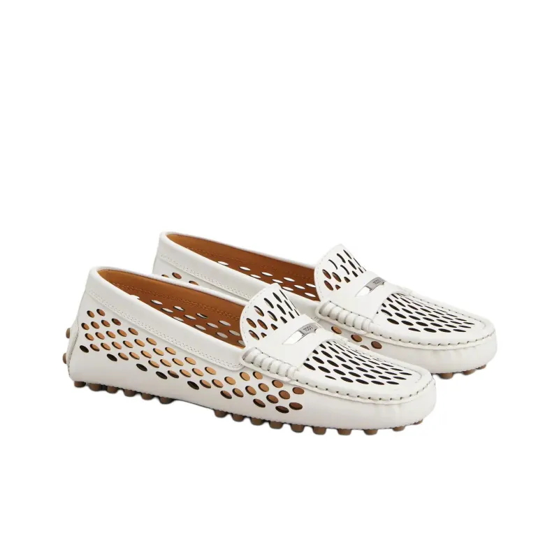TOD'S Logo Engraved Perforated Loafers Women's-1