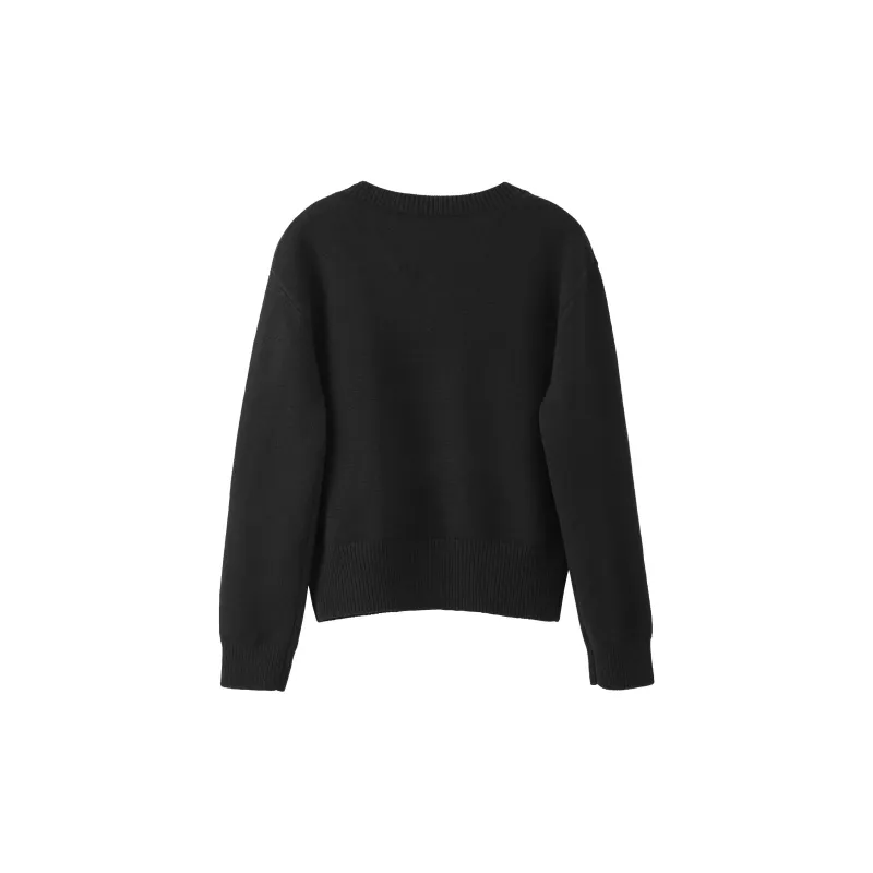 Fstudio Korean Style Laid Back 100% Australian Sheep Wool V Neck Top Floral Knitted Sweater Unisex-7