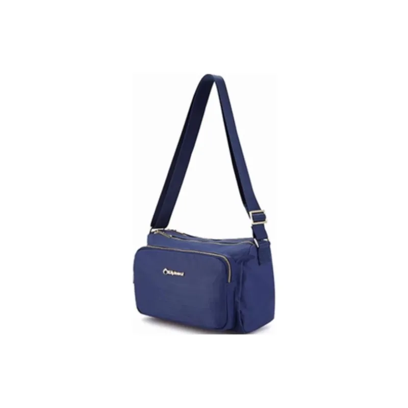 Diplomat Fabric Shoulder Bag Small Size Unisex Pink/Dark Blue-1