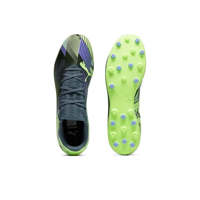 PUMA FUTURE 7 PLAY MG Anti Slip Wear Resistant Soccer Shoes Men's Yellow Blue-3
