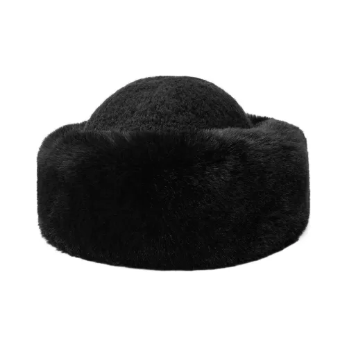 ZARA Wool Blend Faux Fur Wool Polyester Acrylic Polyamide Elastane Hats & Caps Women's Black/White