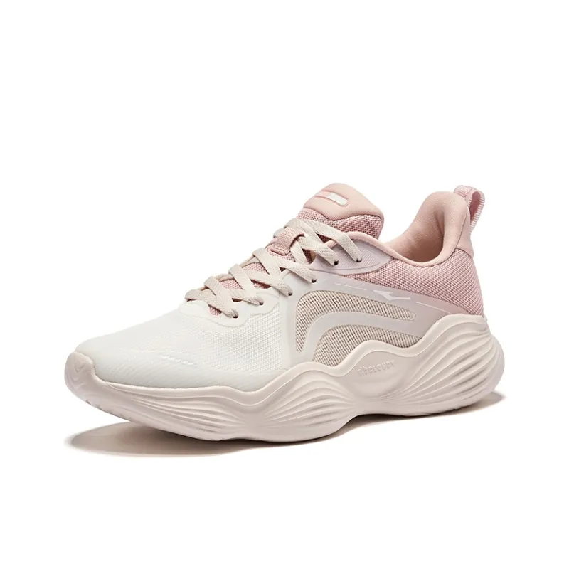 Erke Bubbling Stretch 2.5 Cushioning Rebound Low-Top Running Shoes Women's Microcrystal White Clay Pink-2