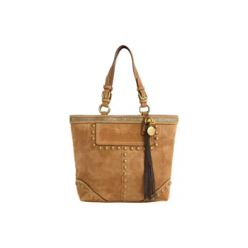 COACH Suede Tote Bag Shopping Bag Handbag Shoulder Bag Large Size Women's Light Brown