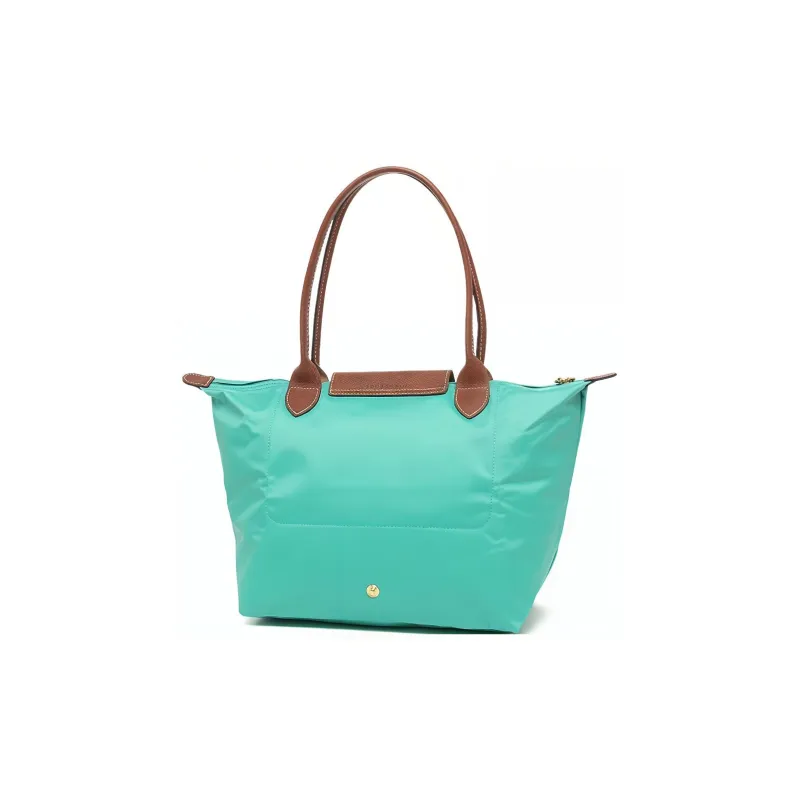 LONGCHAMP Le Pliage Canvas With Leather Dumpling Bag Handbag Shoulder Bag Small Size Women's Turquoise Blue-3