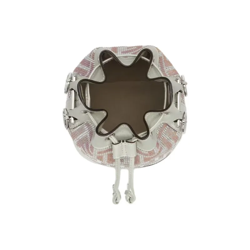 FENDI Calfskin Bucket Bag Handbag Mini Women's White-3