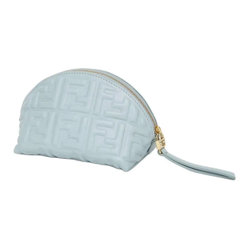 FENDI Baguette Lambskin Clutch Makeup Bag Small Size Women's Light Blue-1