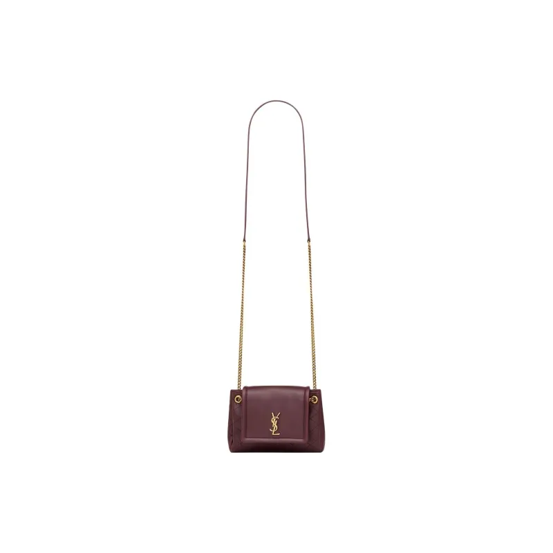 SAINT LAURENT Lambskin Crossbody Bag Mini Women's Mulled Wine Color-0