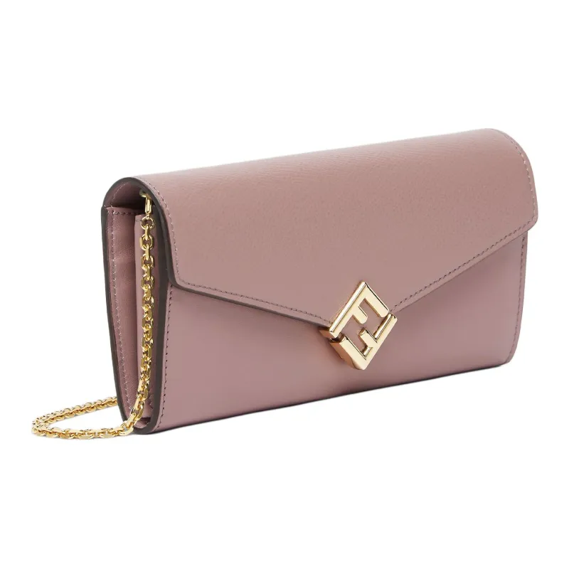 FENDI FF Diamonds Series Calfskin One Shoulder Wallet Women's Pink-1