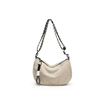 Yalu Corduroy Material Shoulder Bag Regular Women's Ecru/Gray Black/Green Brown