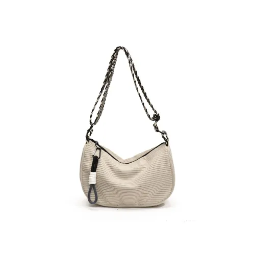 Yalu Corduroy Material Shoulder Bag Regular Women's Ecru/Gray Black/Green Brown