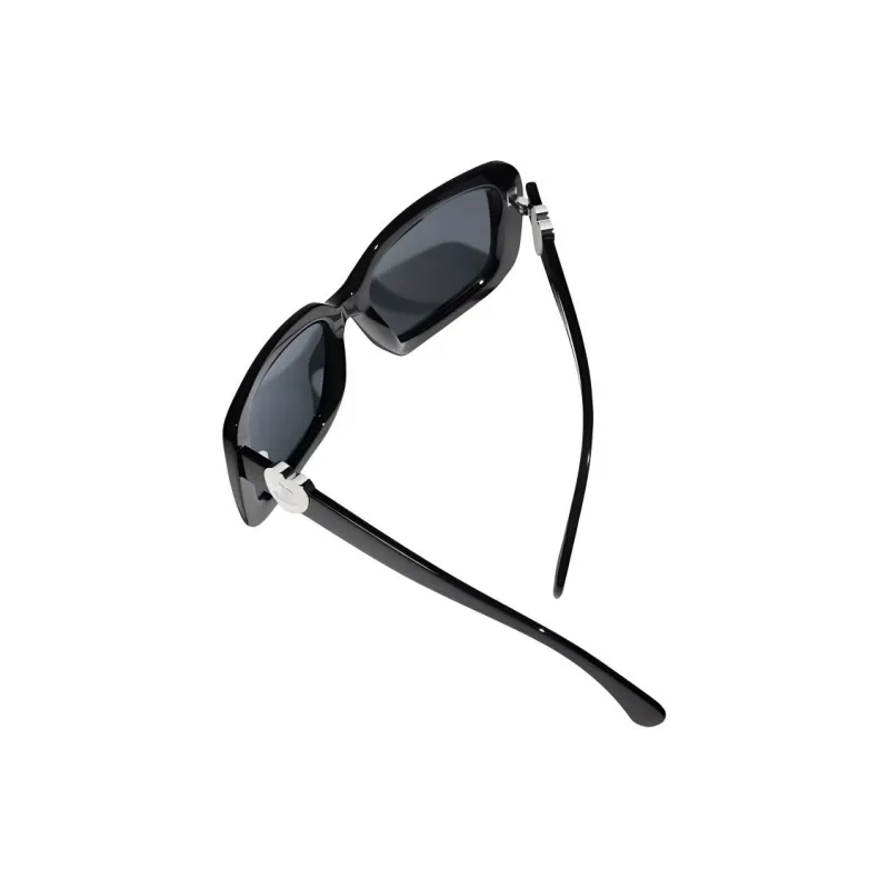 CHANEL Acetate Rectangular Sunglasses Unisex Black-5