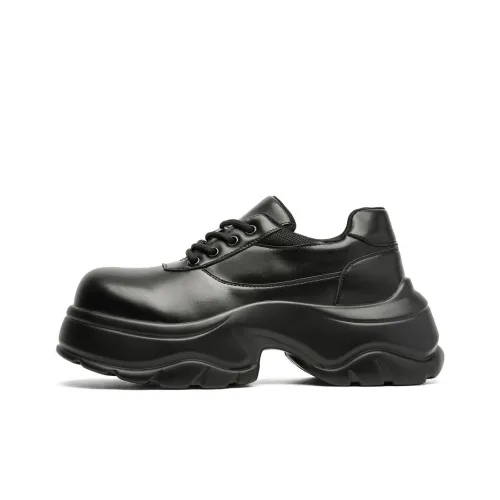 Dounkol Height Increasing Wear Resistant Slip Resistant Low Top Chunky Sneakers Unisex Black