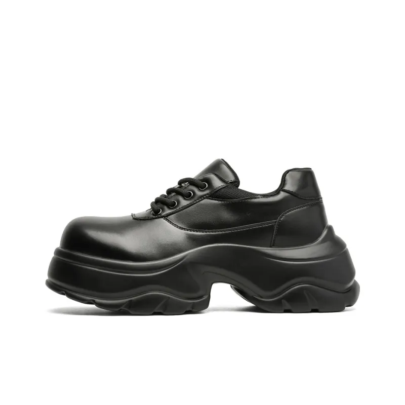 Dounkol Get Cool Height Increasing Abrasion Resistant Slip Resistant Low Top Chunky Sneakers Unisex Black-0
