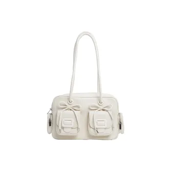 MERIMIES Artificial Leather Shoulder Bag Large Size Women's White