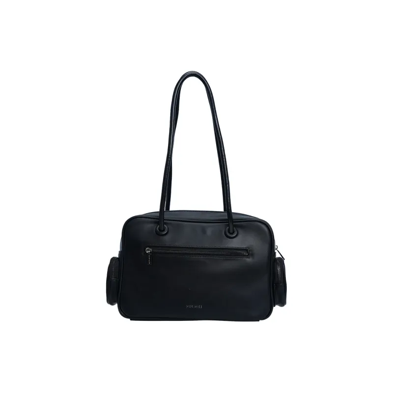 MERIMIES Artificial Leather Shoulder Bag, Crossbody Bag Large Size Women's Black-2