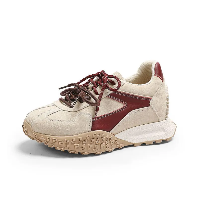 QING MISS Anti Slip Wear Resistant Breathable Lightweight Height Increasing Low Top Casual Shoes Women's-5