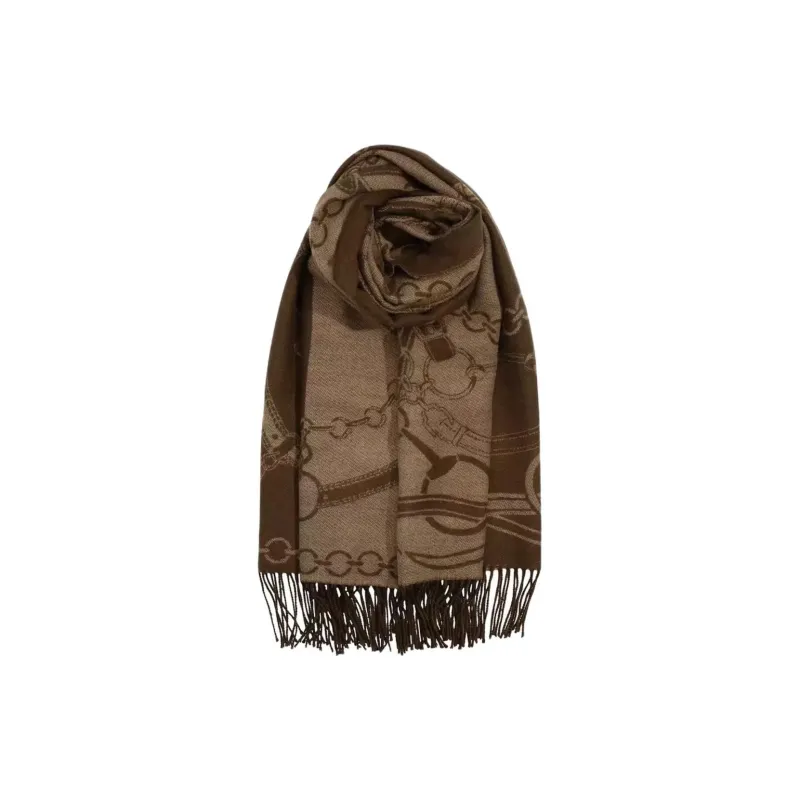 Ralph Lauren Acrylic, Wool, Nylon, Wool Blend Knit Scarves Women's Brown-1