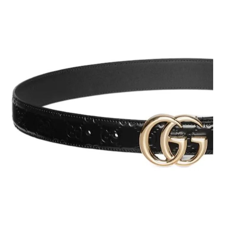 GUCCI Leather Leather Belts Women's Black Width  3CM-2