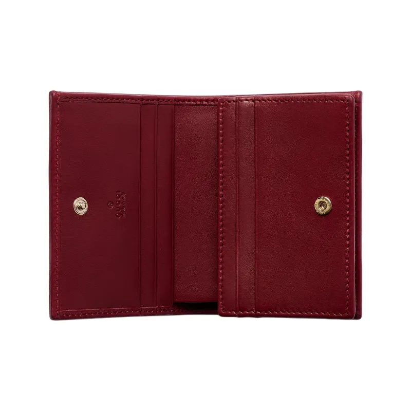 GUCCI Horsebit 1955 Coated Canvas Card Holder Women's Beige & Dark Brown-5