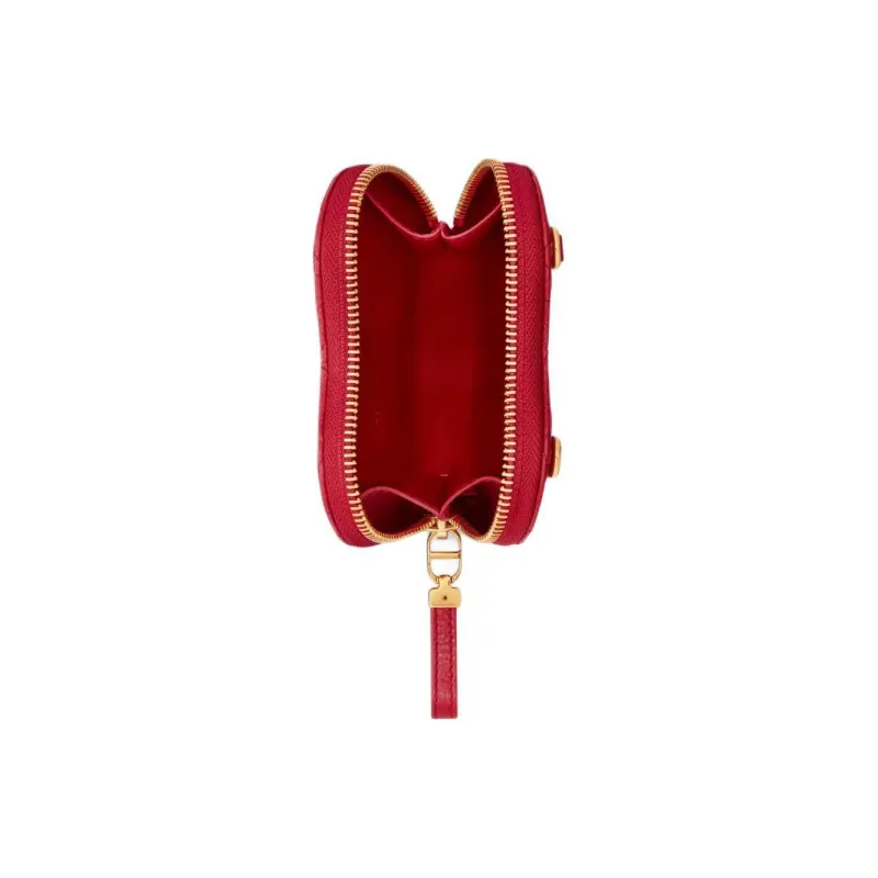 DIOR Caro Cow Leather Handheld Shoulder Bag, Crossbody Bag Women's Silver Lotus Red-2