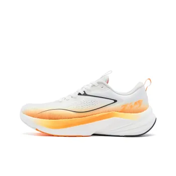 QIAODAN Cushioned Slip Resistant Abrasion Resistant Low Top Casual Running Shoes Men's White Orange Black