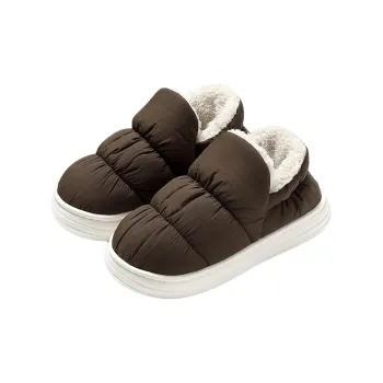 NAIHUO Women's Winter Couple Indoor Home Fleece-Lined Platform Warm Padded Shoes For Home Use Water-Resistant